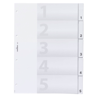 DURABLE Ordnerregister DIN A4 Vollformat 1-5 transparent 5-teilig, 1 Satz
