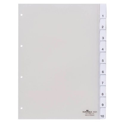 DURABLE Ordnerregister DIN A4 Vollformat 1-10 transparent 10-teilig, 1 Satz