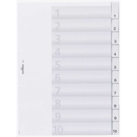 DURABLE Ordnerregister DIN A4 Vollformat 1-10 transparent 10-teilig, 1 Satz
