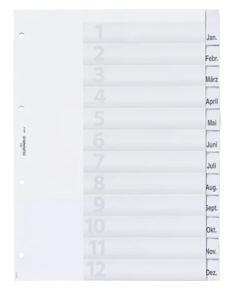 DURABLE Ordnerregister DIN A4 Vollformat 1-12/Jan.-Dez....