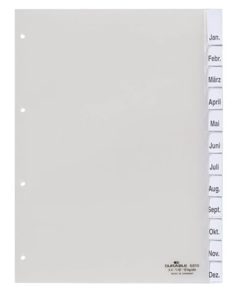 DURABLE Ordnerregister DIN A4 Vollformat 1-12/Jan.-Dez....