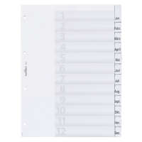 DURABLE Ordnerregister DIN A4 Vollformat 1-12/Jan.-Dez. transparent 12-teilig, 1 Satz