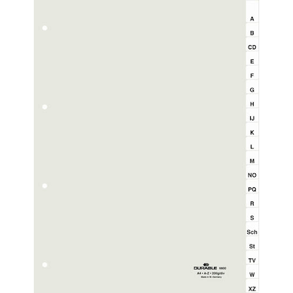 DURABLE Ordnerregister DIN A4 Vollformat A-Z transparent 20-teilig, 1 Satz