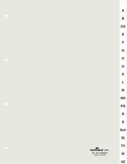 DURABLE Ordnerregister DIN A4 Vollformat A-Z transparent...
