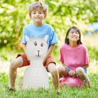 relaxdays Hüpftier Lama cremeweiß