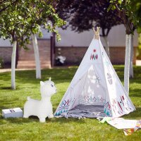 relaxdays Hüpftier Lama cremeweiß