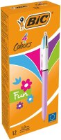 BIC 4-Farben-Kugelschreiber 4-Colours Fun lila, Schreibfarbe: türkisblau, pink, hellgrün, lila, 1 St.