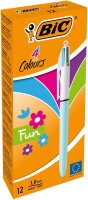 BIC 4-Farben-Kugelschreiber 4-Colours Fun hellblau, Schreibfarbe: türkisblau, pink, hellgrün, lila, 1 St.