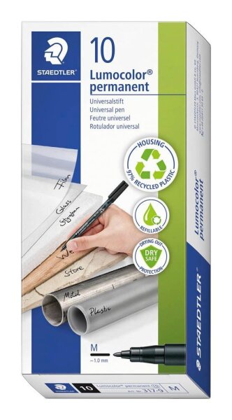 STAEDTLER Lumocolor Folienstifte schwarz 1,0 mm permanent, 10 St.