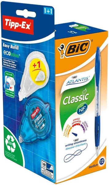 BIC Kugelschreiber-Set Atlantis Classic blau, Schreibfarbe: blau, 1 Set