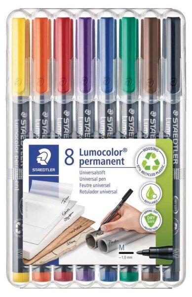 STAEDTLER Lumocolor Folienstifte-Set farbsortiert permanent, 8 St.