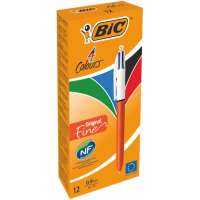 BIC 4-Farben-Kugelschreiber Original orange/weiß, Schreibfarbe: schwarz, blau, rot, grün, 1 St.