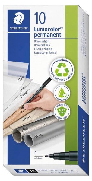 STAEDTLER Lumocolor Folienstifte schwarz 0,6 mm permanent, 10 St.