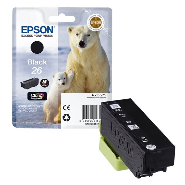 EPSON 26 / T2601 (Eisbär) schwarz Druckerpatrone
