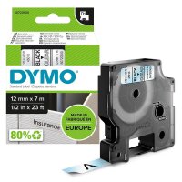 DYMO Schriftband D1 45010 S0720500, 12 mm, schwarz auf...