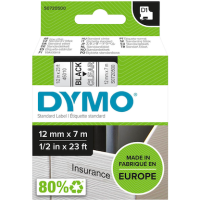 DYMO Schriftband D1 45010 S0720500, 12 mm, schwarz auf transparent, 1 St.