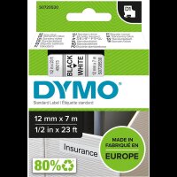 DYMO Schriftband D1 45013 S0720530, 12 mm, schwarz auf weiß, 1 St.