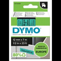DYMO Schriftband D1 45019 S0720590, 12 mm, schwarz auf grün, 1 St.