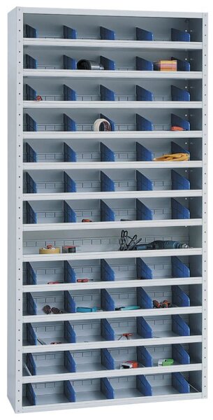 Gürkan Stahlschrank 109484 lichtgrau, blau 12 Fachböden 100,0 x 30,0 x 198,0 cm, aufgebaut, 1 St.