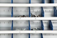 Gürkan Stahlschrank 109484 lichtgrau, blau 12 Fachböden 100,0 x 30,0 x 198,0 cm, aufgebaut, 1 St.