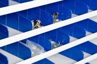 Gürkan Stahlschrank 110666 lichtgrau, blau 12 Fachböden 100,0 x 40,0 x 198,0 cm, aufgebaut, 1 St.