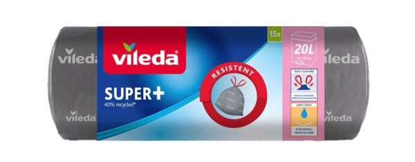 vileda Müllbeutel SUPER+ 20,0 l grau, 15 St.