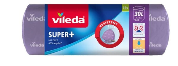 vileda Müllbeutel SUPER+ 30,0 l lila, 15 St.