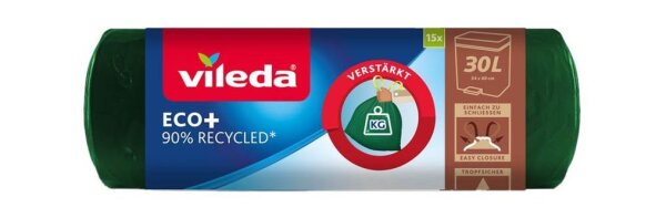 vileda Müllbeutel ECO+ 30,0 l grün, 15 St.