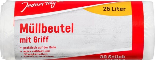 Jeden Tag Müllbeutel 25,0 l transparent, 30 St.