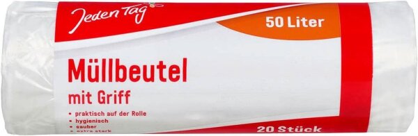 Jeden Tag Müllbeutel 50,0 l transparent, 20 St.