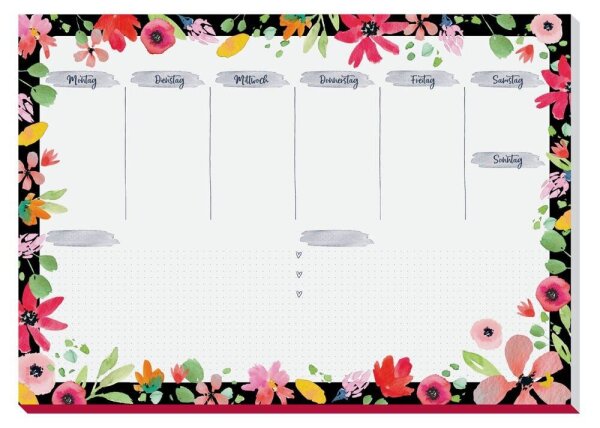 SIGEL Schreibtischunterlage Flower Love weiß/bunt Papier 42,0 x 29,7 cm, 30 Blatt
