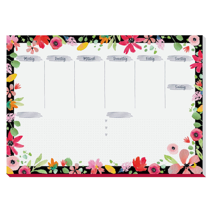 SIGEL Schreibtischunterlage Flower Love weiß/bunt Papier 42,0 x 29,7 cm, 30 Blatt
