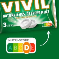 VIVIL® Pfefferminz mit Zucker Bonbons 84,0 g, 3 Rollen