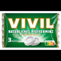 VIVIL® Pfefferminz mit Zucker Bonbons 84,0 g, 3 Rollen