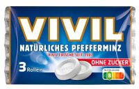 VIVIL® Pfefferminz ohne Zucker Bonbons 84,0 g, 3 Rollen