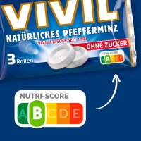 VIVIL® Pfefferminz ohne Zucker Bonbons 84,0 g, 3 Rollen