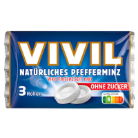 VIVIL® Pfefferminz ohne Zucker Bonbons 84,0 g, 3 Rollen