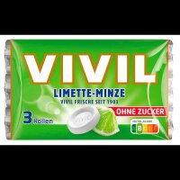VIVIL® Limette-Minze ohne Zucker Bonbons 84,0 g, 3 Rollen