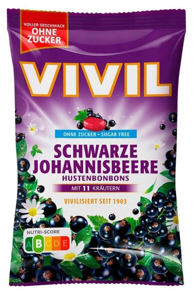 VIVIL® Schwarze Johannisbeere ohne Zucker Bonbons 33 St./ 120,0 g, 1 Pack