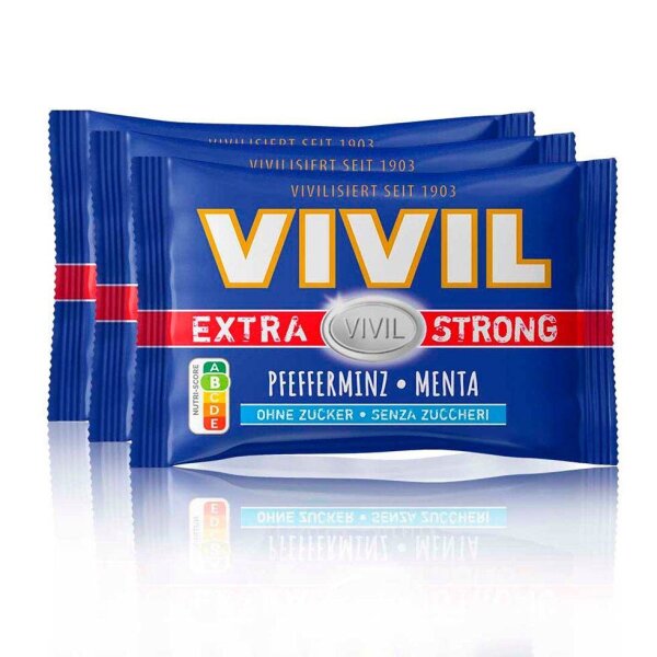 VIVIL® Extra Strong Pfefferminz Bonbons 75,0 g, 3 Pack