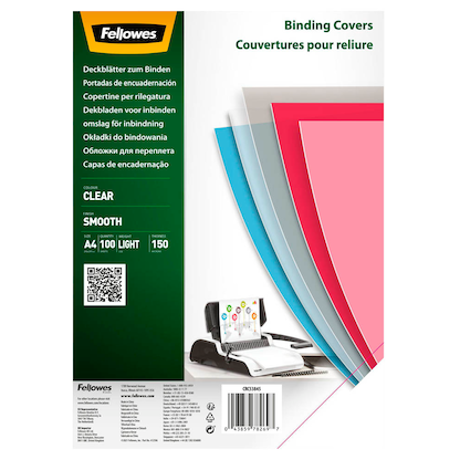Fellowes Deckfolien für Bindemappen transparent, DIN A4 0,15 mm, 100 St.
