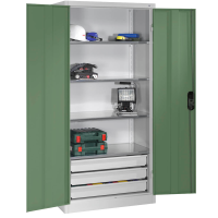 CP Stahlschrank 8921-503 S10136 lichtgrau, rededagrün 4 Fachböden 93,0 x 50,0 x 195,0 cm, aufgebaut, 1 St.