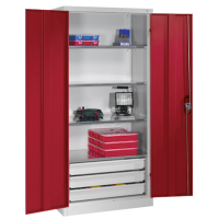 CP Stahlschrank 8921-503 S10133 lichtgrau, rubinrot 4 Fachböden 93,0 x 50,0 x 195,0 cm, aufgebaut, 1 St.