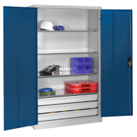 CP Stahlschrank 8931-503 S10422 lichtgrau, enzianblau 4 Fachböden 120,0 x 50,0 x 195,0 cm, aufgebaut, 1 St.