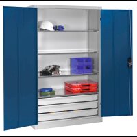 CP Stahlschrank 8931-503 S10422 lichtgrau, enzianblau 4 Fachböden 120,0 x 50,0 x 195,0 cm, aufgebaut, 1 St.