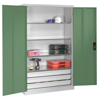 CP Stahlschrank 8931-503 S10429 lichtgrau, rededagrün 4 Fachböden 120,0 x 50,0 x 195,0 cm, aufgebaut, 1 St.