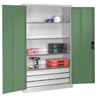 CP Stahlschrank 8931-503 S10429 lichtgrau, rededagrün 4 Fachböden 120,0 x 50,0 x 195,0 cm, aufgebaut, 1 St.
