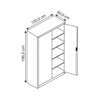 CP Stahlschrank 8931-503 S10428 lichtgrau, rubinrot 4 Fachböden 120,0 x 50,0 x 195,0 cm, aufgebaut, 1 St.