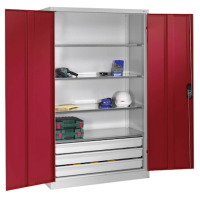 CP Stahlschrank 8931-503 S10428 lichtgrau, rubinrot 4 Fachböden 120,0 x 50,0 x 195,0 cm, aufgebaut, 1 St.