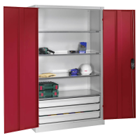 CP Stahlschrank 8931-503 S10428 lichtgrau, rubinrot 4 Fachböden 120,0 x 50,0 x 195,0 cm, aufgebaut, 1 St.
